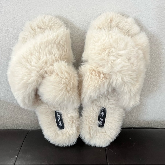 Nine West Plush Cream Slippers - Picture 1 of 4